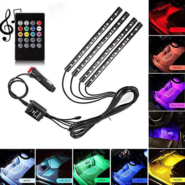 4Strips 5050 RGB  Multicolor 12 LED Car  Interior Lighting  Music Rhythm Light